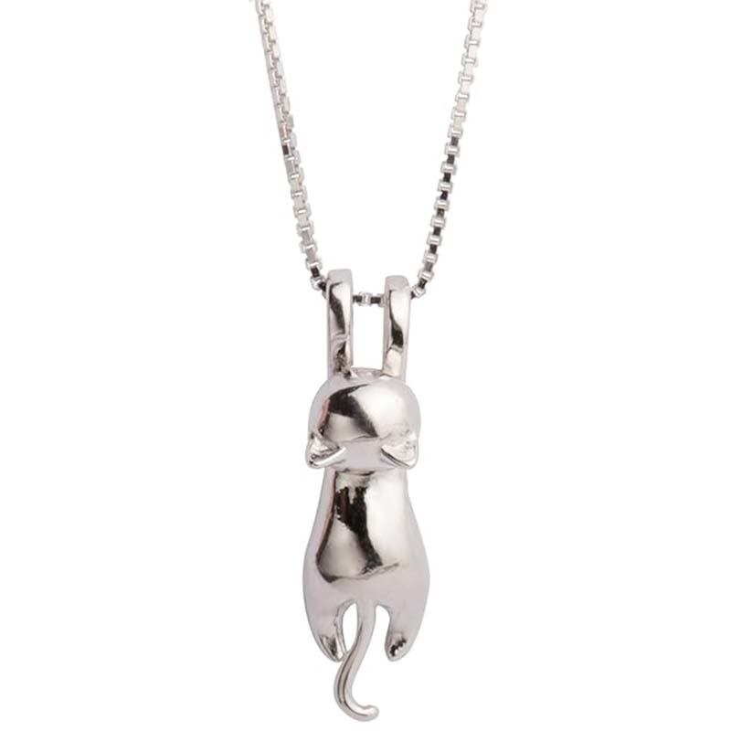 Сребърно колие с талисман за котка S.Leaf Sterling Silver Cat за жени Бижута за котки за жени Аксесоари за котки за жени Любовница на котки Мама Дама Тематични подаръци Сладко сребърно коте Бижута Подаръци за рожден ден за жени