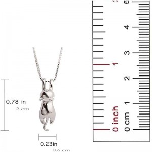 Сребърно колие с талисман за котка S.Leaf Sterling Silver Cat за жени Бижута за котки за жени Аксесоари за котки за жени Любовница на котки Ма...