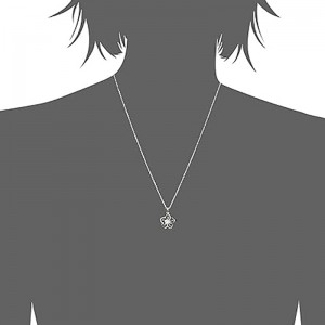 Деликатно колие с висулка с цветя Истински или създаден скъпоценен камък Колие с висулка с цветя с верижка от стерлингово сребро, 18