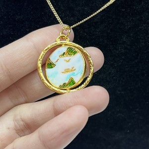 Обратим персонализиран модел висулка златно покритие дълъг колие