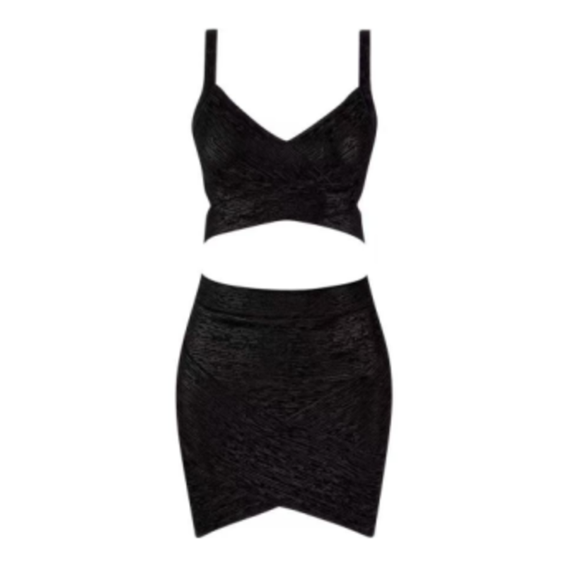 Летен златен отпечатан плетен камизол, комплект за пола на тазобедрената става