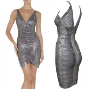 Лятна отпечатана златна плетка двойна V озадачища рокля с тесна бандална рокля пола