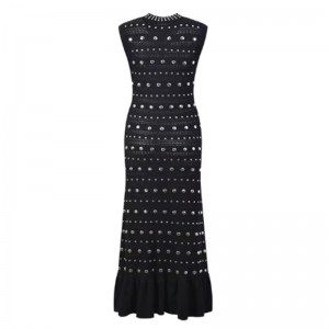 Летен долар яка без ръкави за рамо, метални плетени рокли