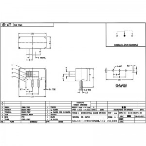Slide Switch SK12F14 страна-Издърпайте хоризонтален превключвател, лампа на тавана-Издърпайте плъзгащ се превключвател, единичен-Ред 3-ПИ...