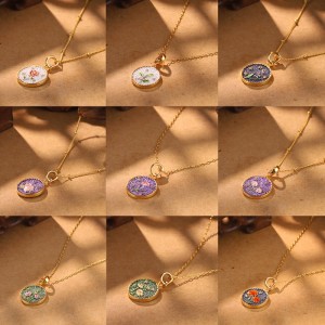 Метален комплект бижута с флорални бижута